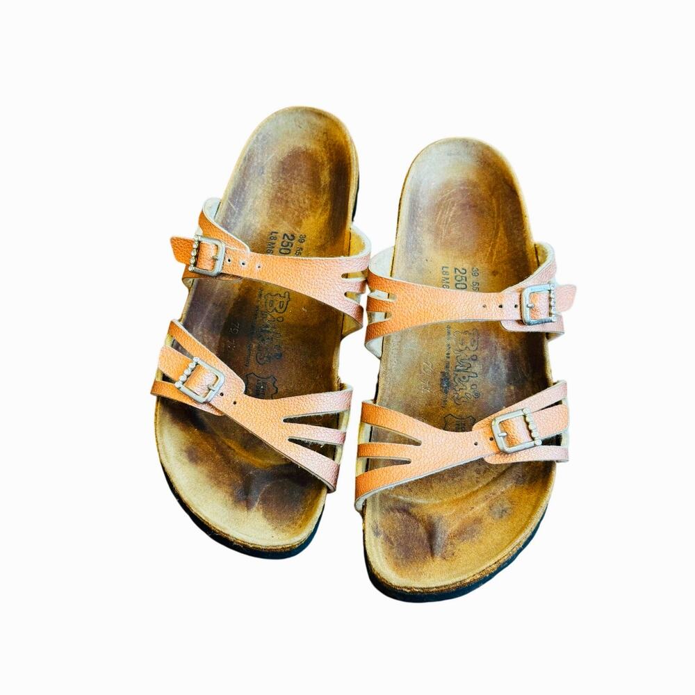 Birkenstock Birkis Granada Slide Sandal sz 8 Soft Pink Metallic Jeweled Textured